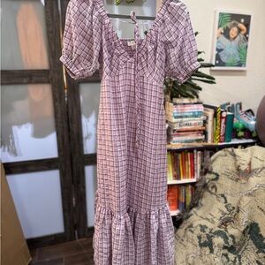 purple plaid maxi dress